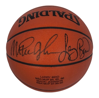 Larry Bird & Magic Johnson Dual Signed Basketball LE 380/500 (UDA)